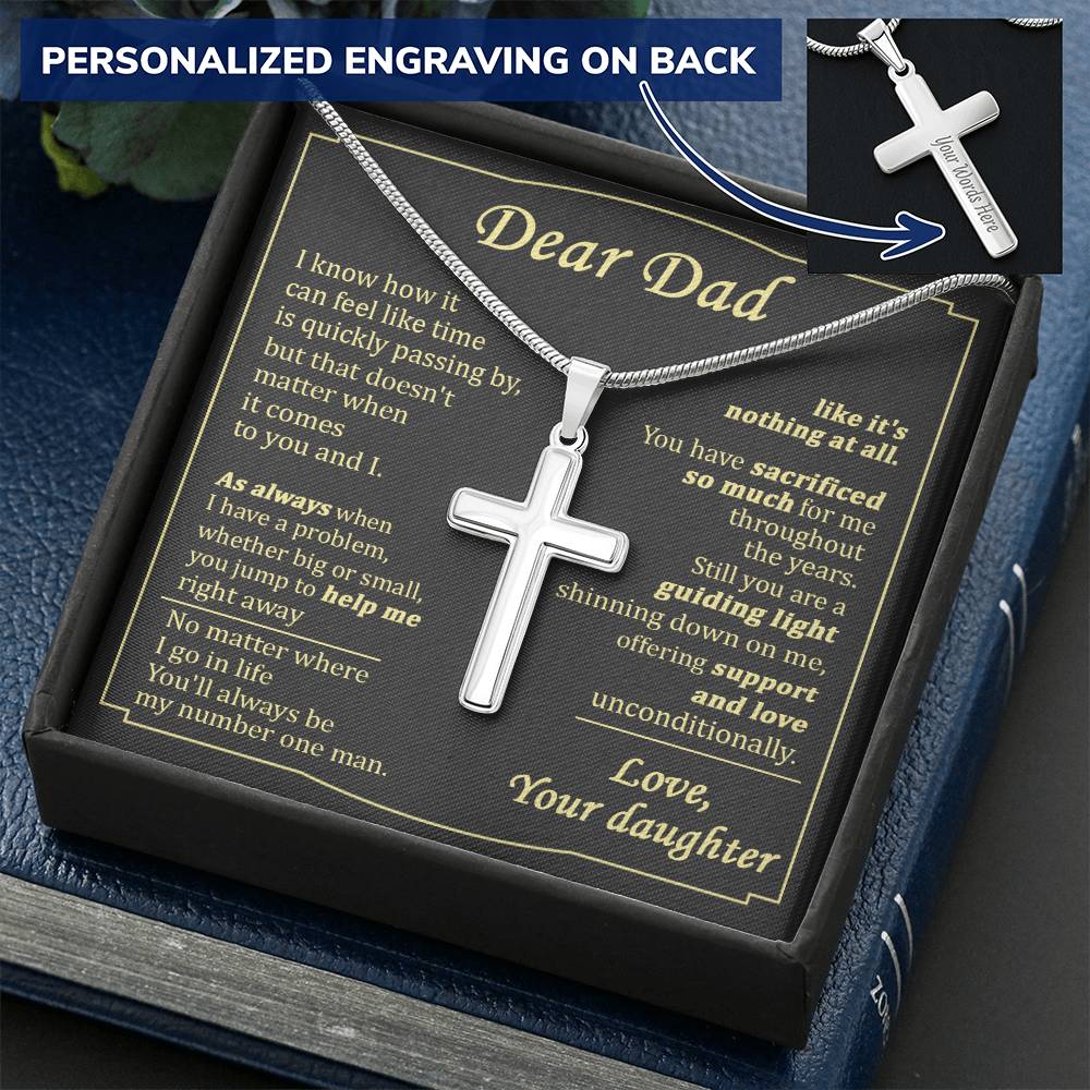 For Dad - My Number One Man - Cross Customize Engraved Cross Necklace