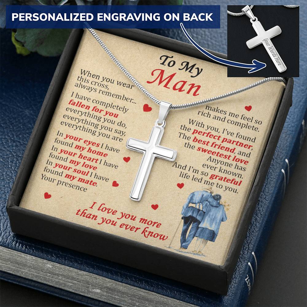 For Your Man - The Best Friend - Cross Customize Engraved Cross Necklace