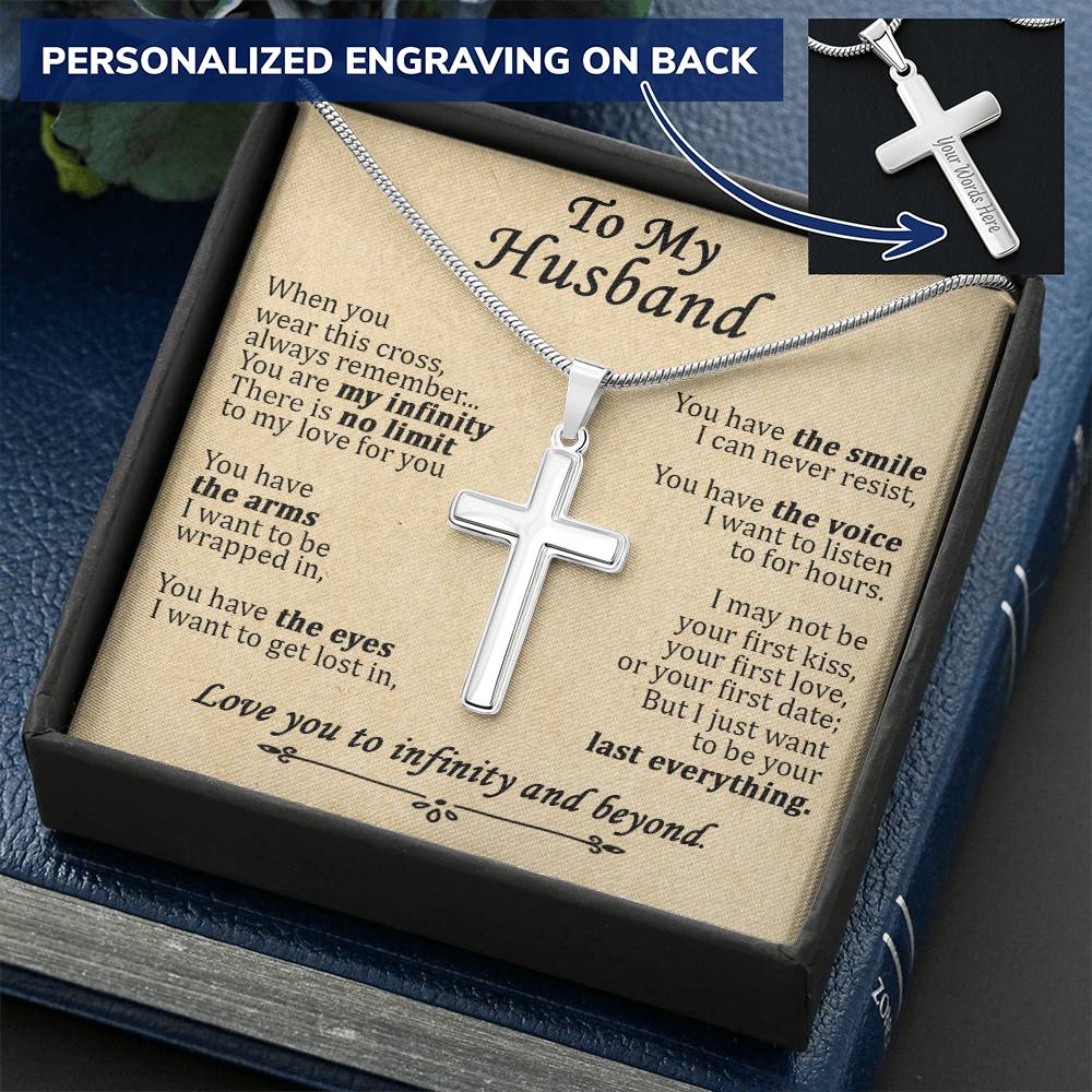 For Husband - My Infinity - Cross Customize Engraved Cross Necklace