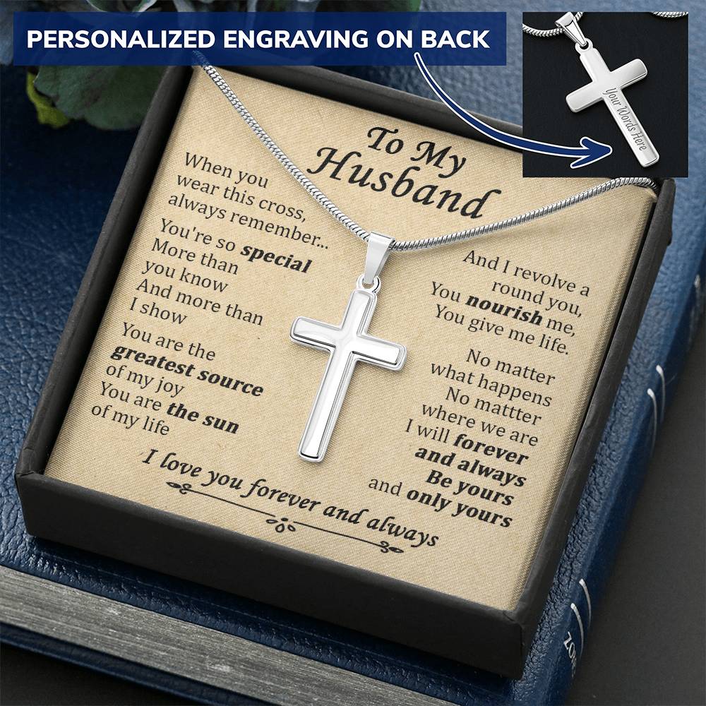 For Husband - More Than I Show - Cross Customize Engraved Cross Necklace