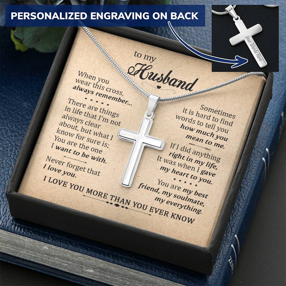 For Husband - My Soulmate My Everything - Cross Customize Engraved Cross Necklace