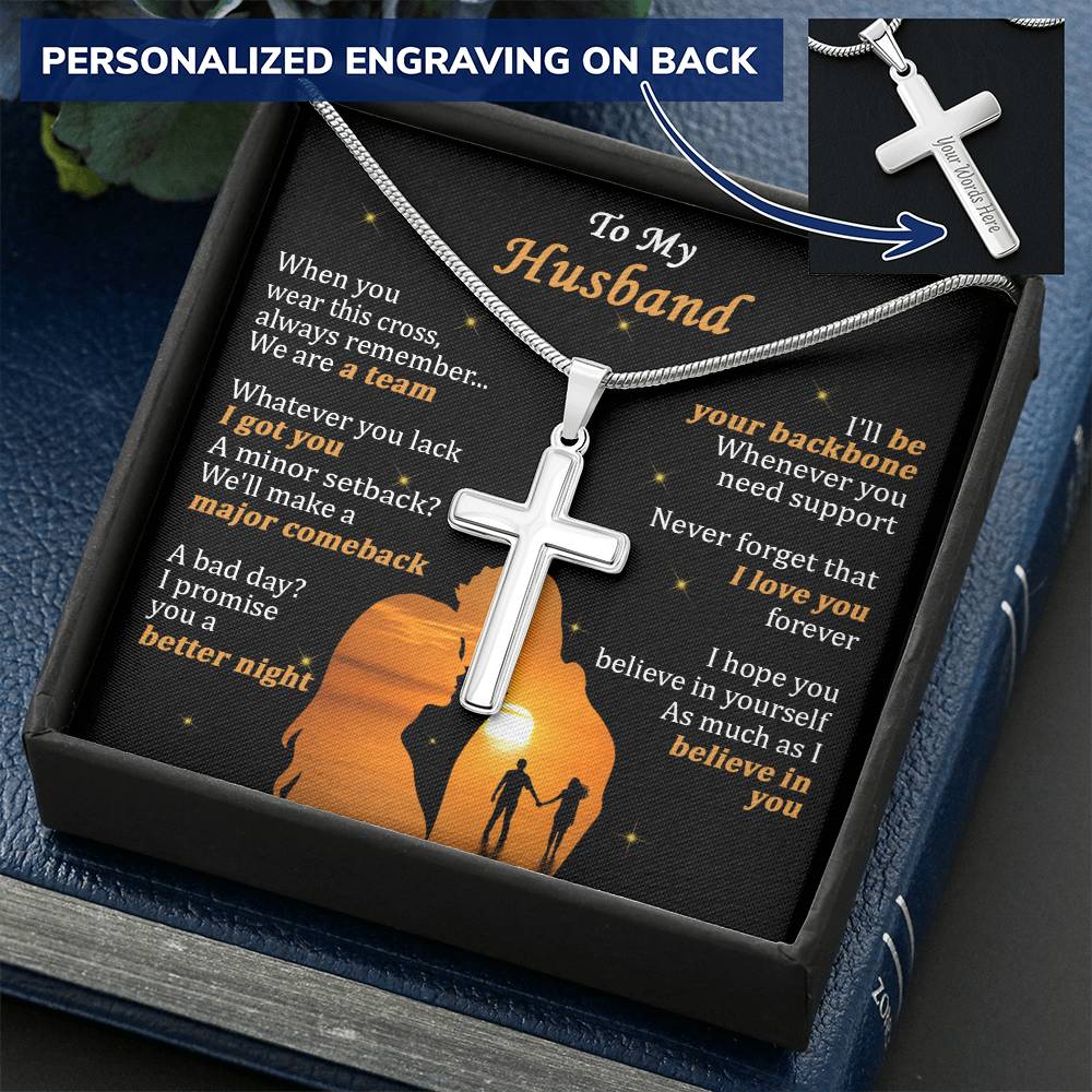 For Husband - Whatever You Lack - Cross Customize Engraved Cross Necklace