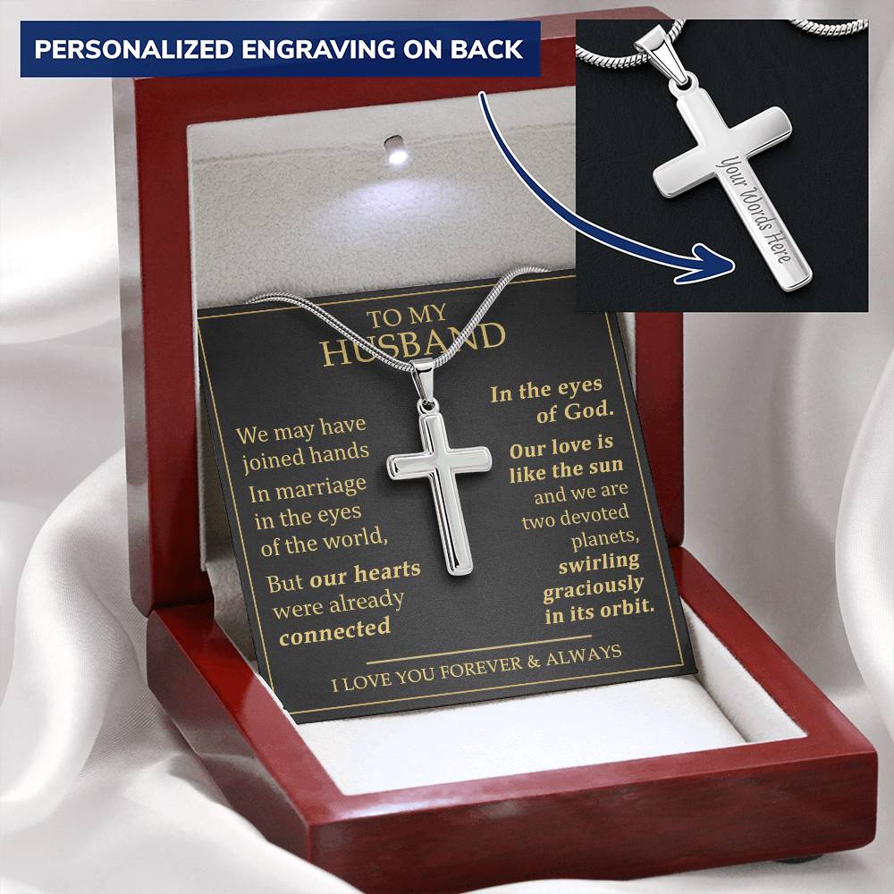 For Husband - Already Connected - Cross Customize Engraved Cross Necklace