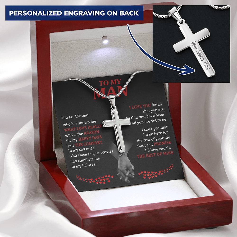 For Your Man - What Love Really Is - Cross 1 Customize Engraved Cross Necklace