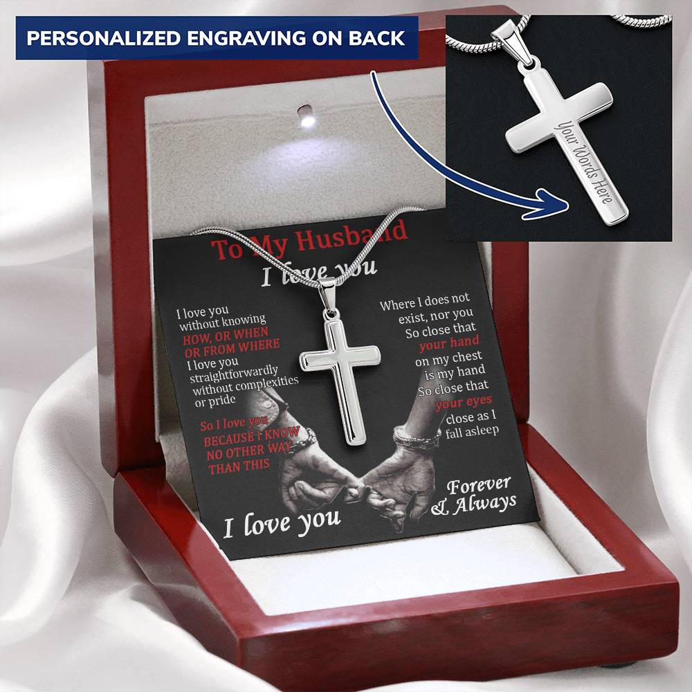For Husband - Love You Without Complexities - Cross Customize Engraved Cross Necklace