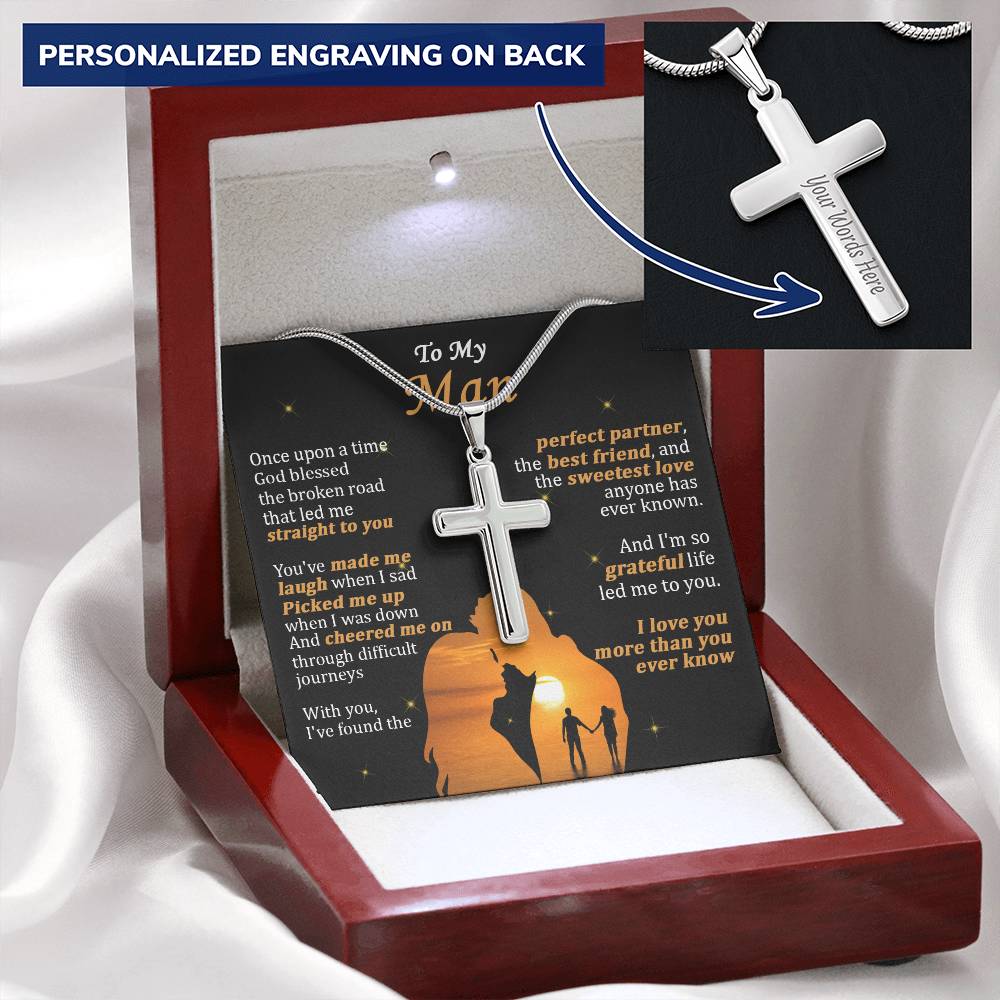 For Your Man - When I Sad - Cross Customize Engraved Cross Necklace