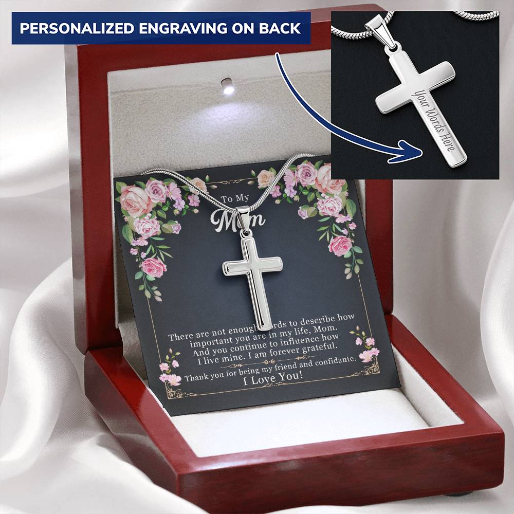 Cross Necklace Gift To My Mom Cross Gift For Mombirthday Gift Gift From Sonnecklace Gift Gods Gift God Bless You Customize Engraved Cross Necklace