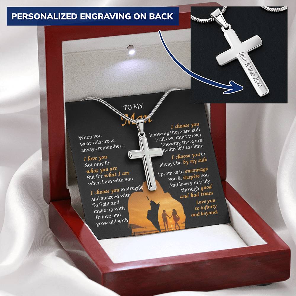 For Your Man - What I Am - Cross Customize Engraved Cross Necklace