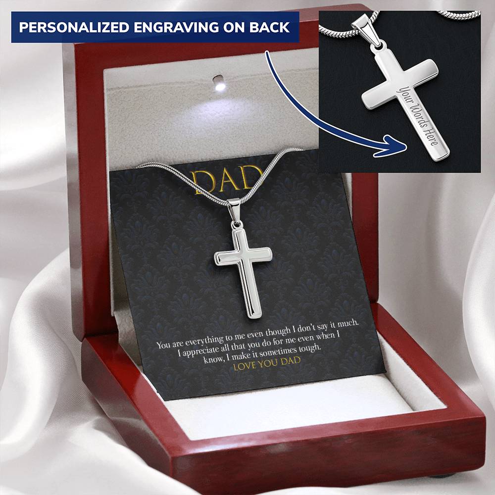 Dad Pendant Customize Engraved Cross Necklace