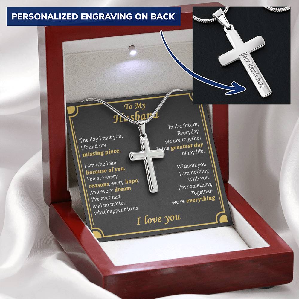 For Husband - Everyday We Are Together - Cross Customize Engraved Cross Necklace