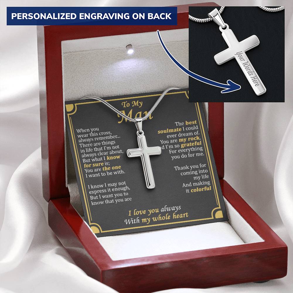 For Your Man - I'm So Grateful - Cross Customize Engraved Cross Necklace