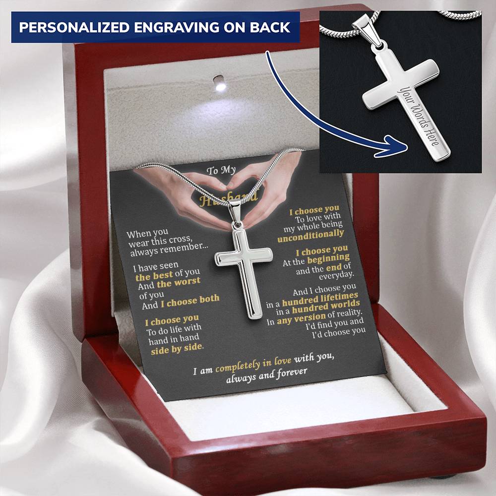For Husband - The Best Of You - Cross 1 Customize Engraved Cross Necklace