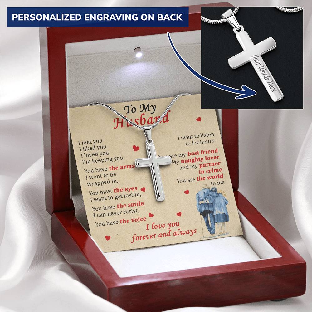For Husband - My Partner In Crime - Cross Customize Engraved Cross Necklace