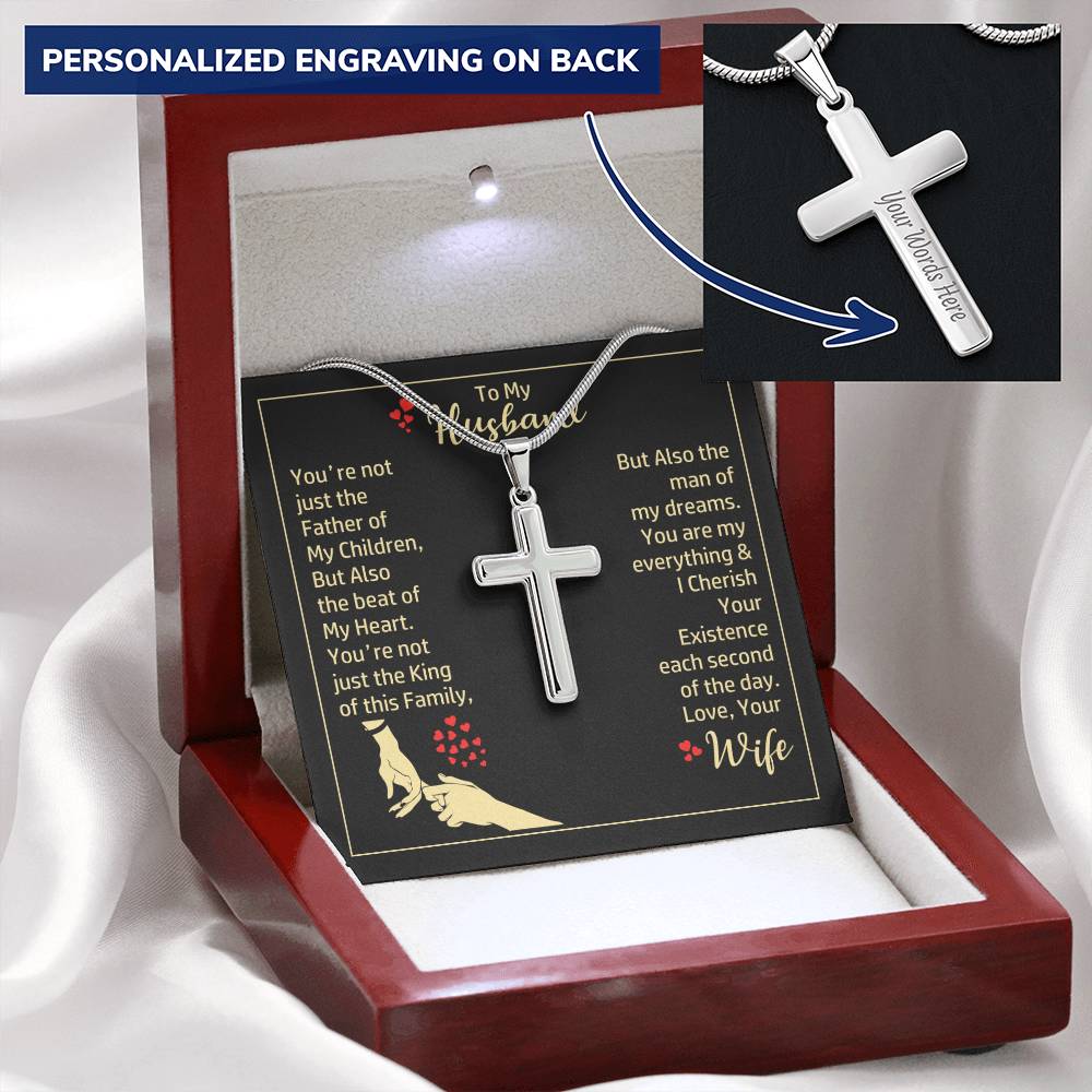 Gift For Husband - Cross Necklace Customize Engraved Cross Necklace