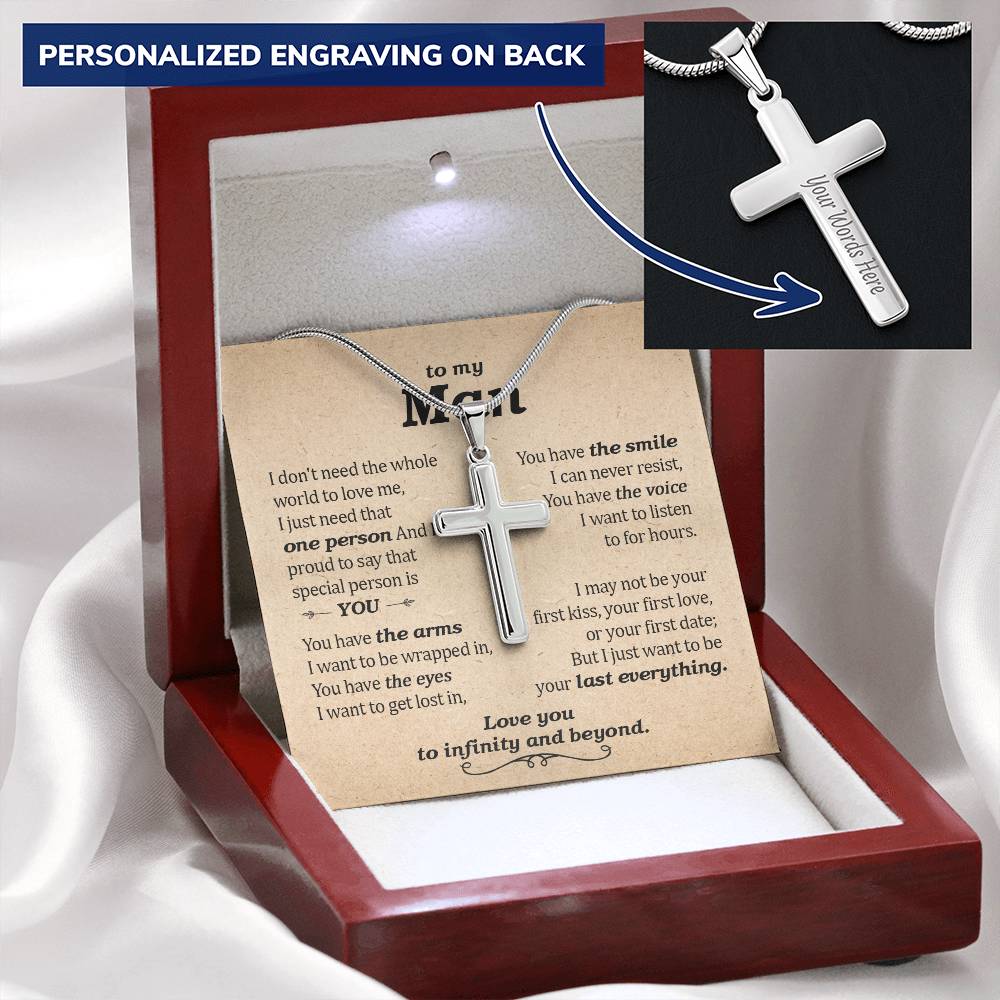 For Your Man - Special Person - Cross Customize Engraved Cross Necklace