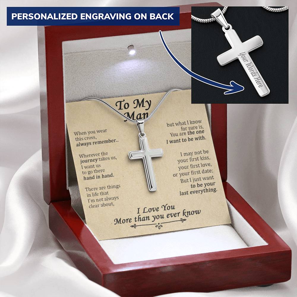 For Your Man - You Are The One 1 - Cross Customize Engraved Cross Necklace