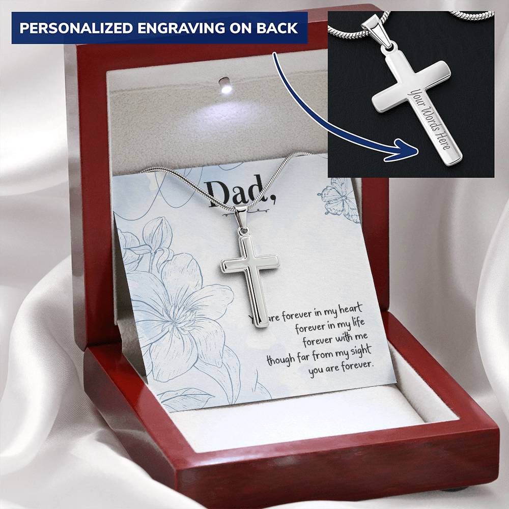 Gift For Dad  Customize Cross Necklace  Father Daughter  To My Dad 5 Customize Engraved Cross Necklace