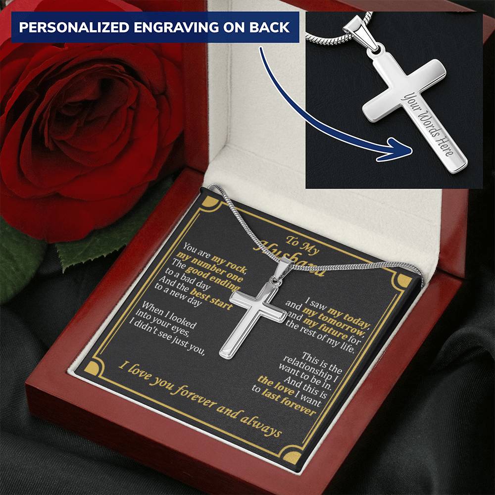 For Husband - My Number One - Cross Customize Engraved Cross Necklace