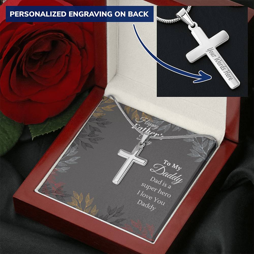 Cross Necklace For Dad Dad Gift From Daughter Gift For Dad  Father Gift From Daughter Customize Engraved Cross Necklace