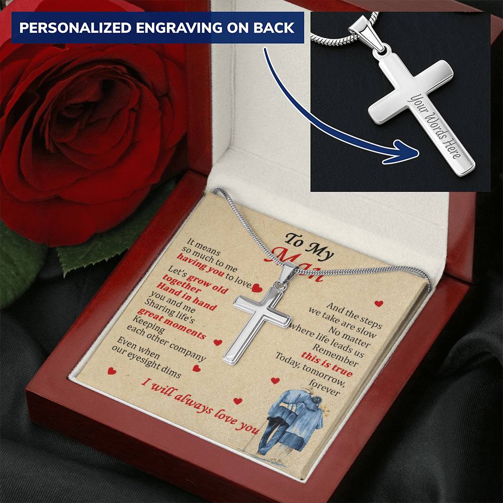 For Your Man - Where Life Leads Us - Cross Customize Engraved Cross Necklace