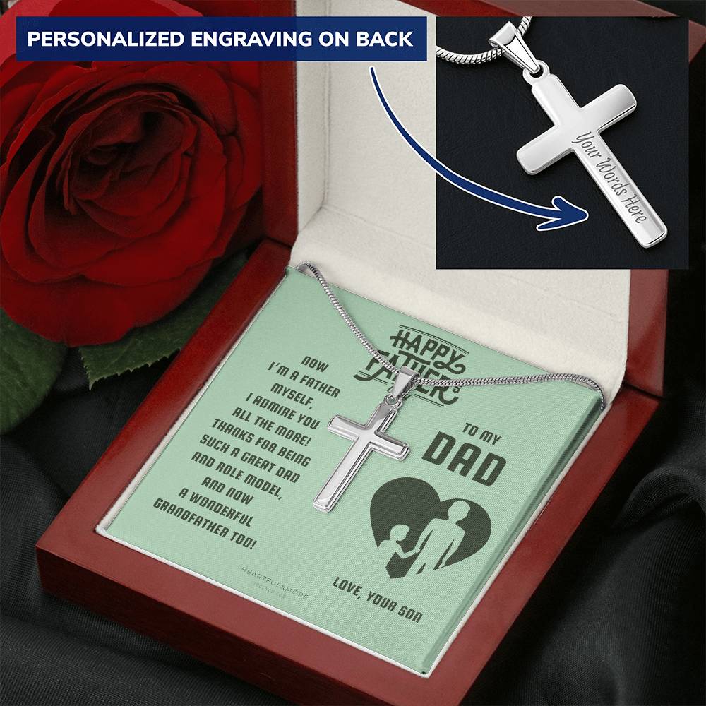 Gift For Dad On Father’S Day From Son Who Is A Father Father To Father Gift Dad Necklace From Son Cross Necklace Customize Engraved Cross Necklace