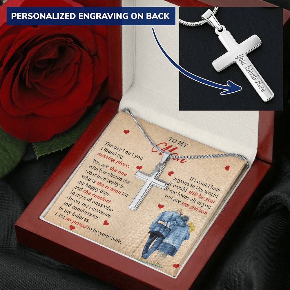 For Your Man - Cheers My Successes - Cross Customize Engraved Cross Necklace