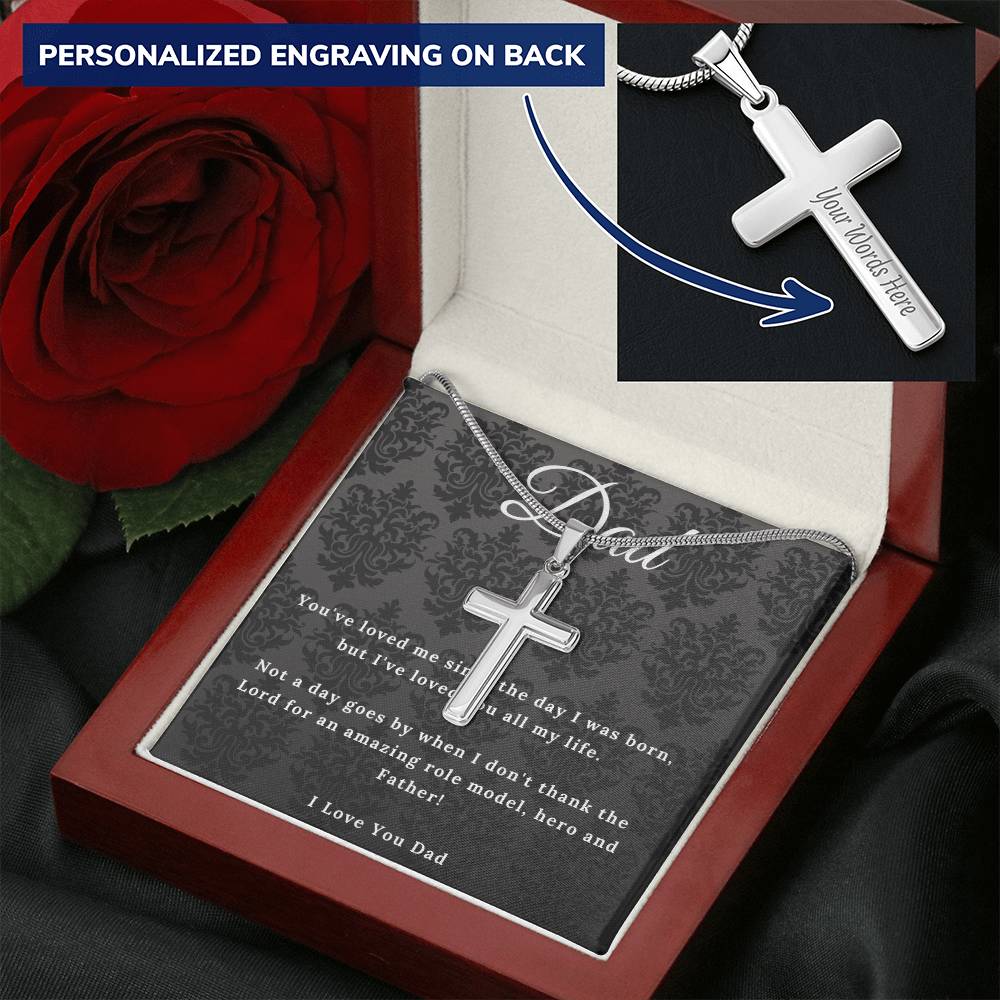 Father’S Day Cross Pendant Gift For Dad Father’S Day Gift Father’S Day Father's Day Necklace Father's Day Jewellery Customize Engraved Cross Necklace