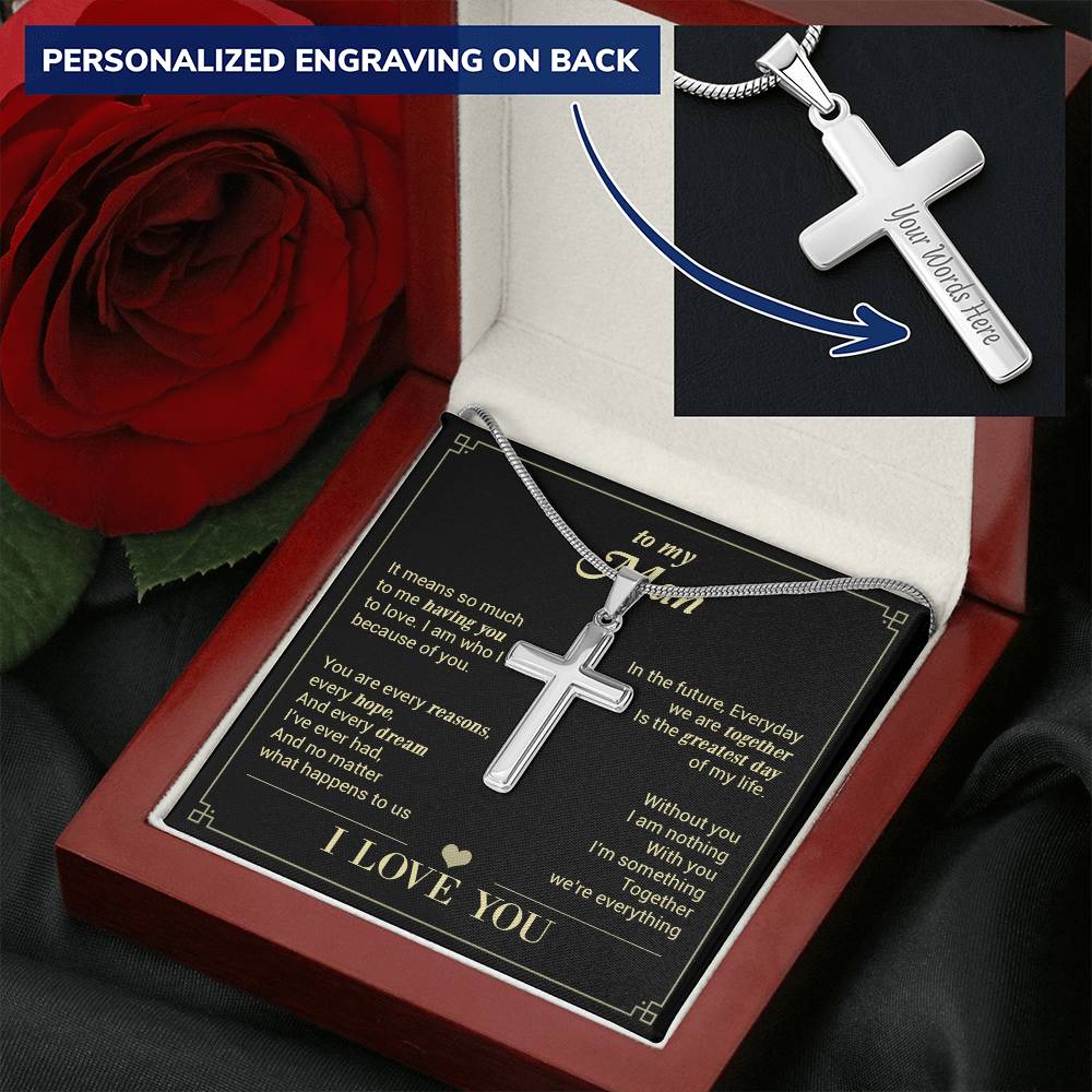 For Your Man - The Greatest Day Of My Life - Cross Customize Engraved Cross Necklace