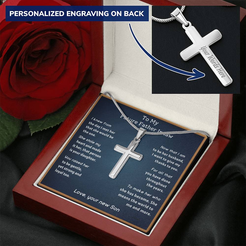Future Father In Law From Groom - I Knew Customize Engraved Cross Necklace