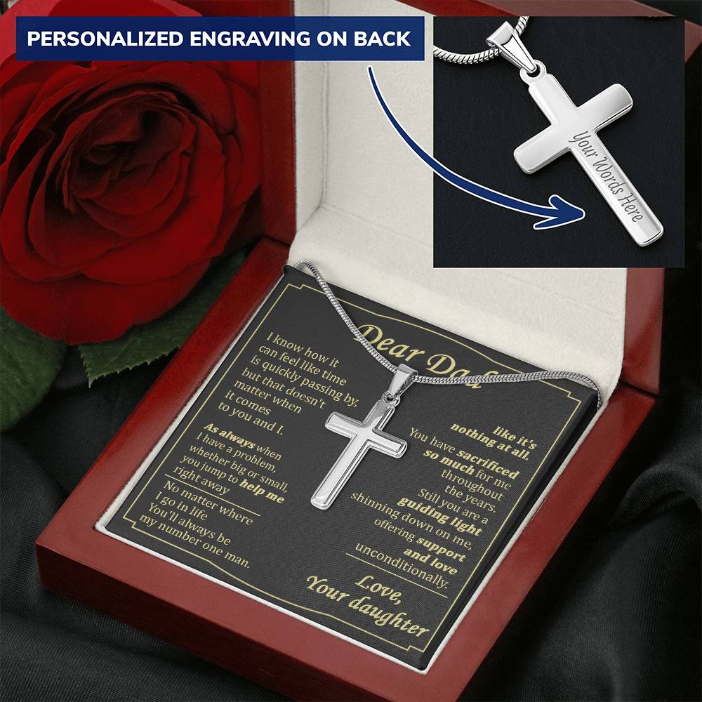 For Dad - My Number One Man - Cross Customize Engraved Cross Necklace