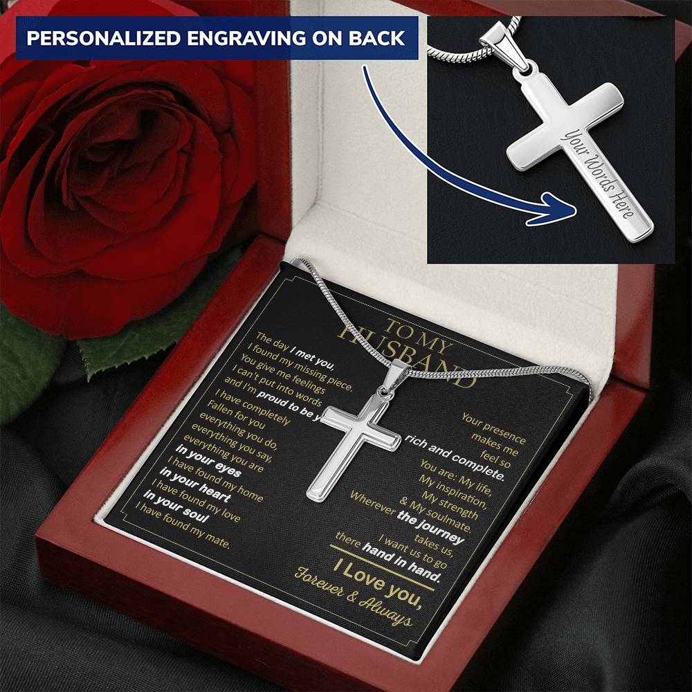 For Husband - I'm Proud To Be Yours - Cross Customize Engraved Cross Necklace