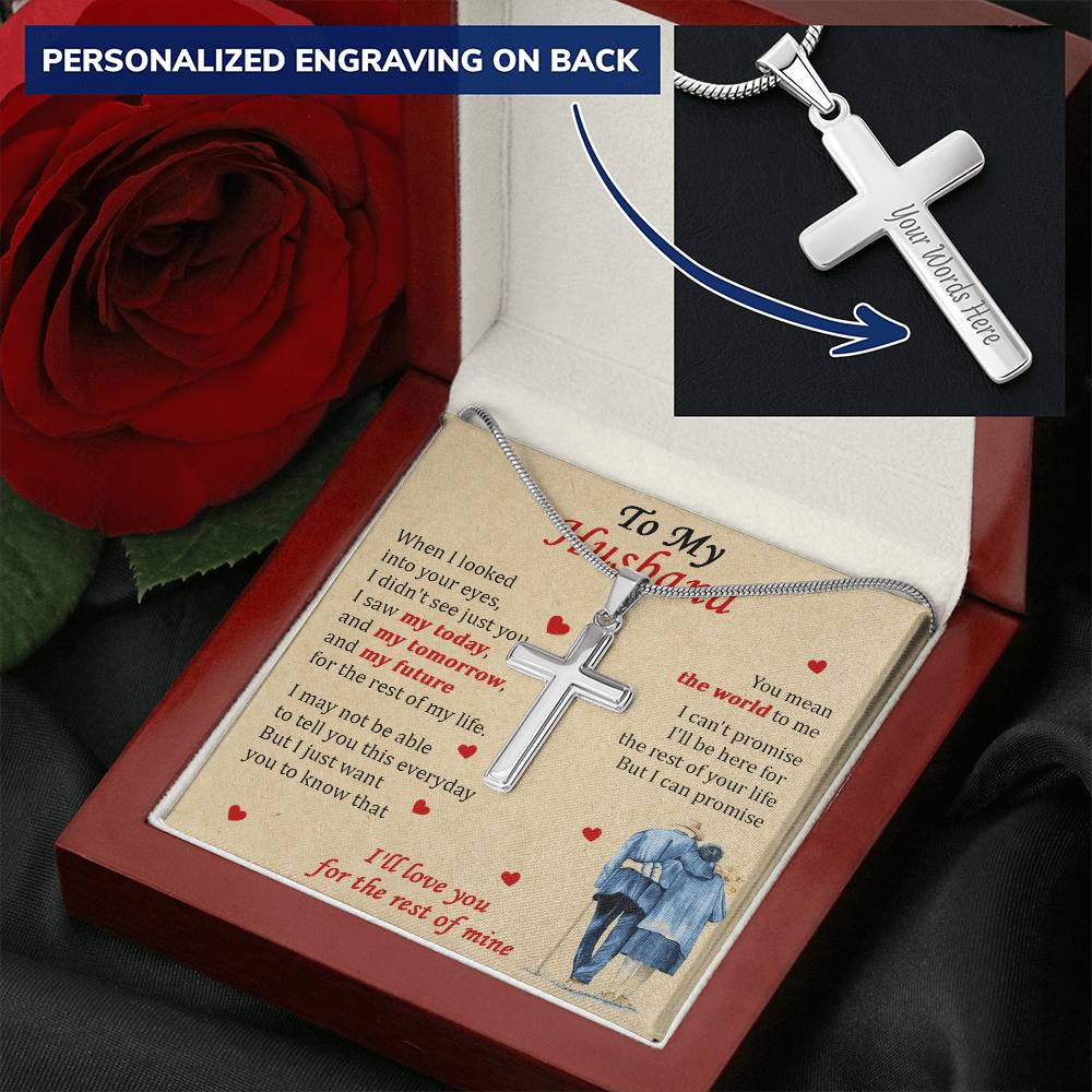 For Husband - The Rest Of My Life - Cross 1 Customize Engraved Cross Necklace