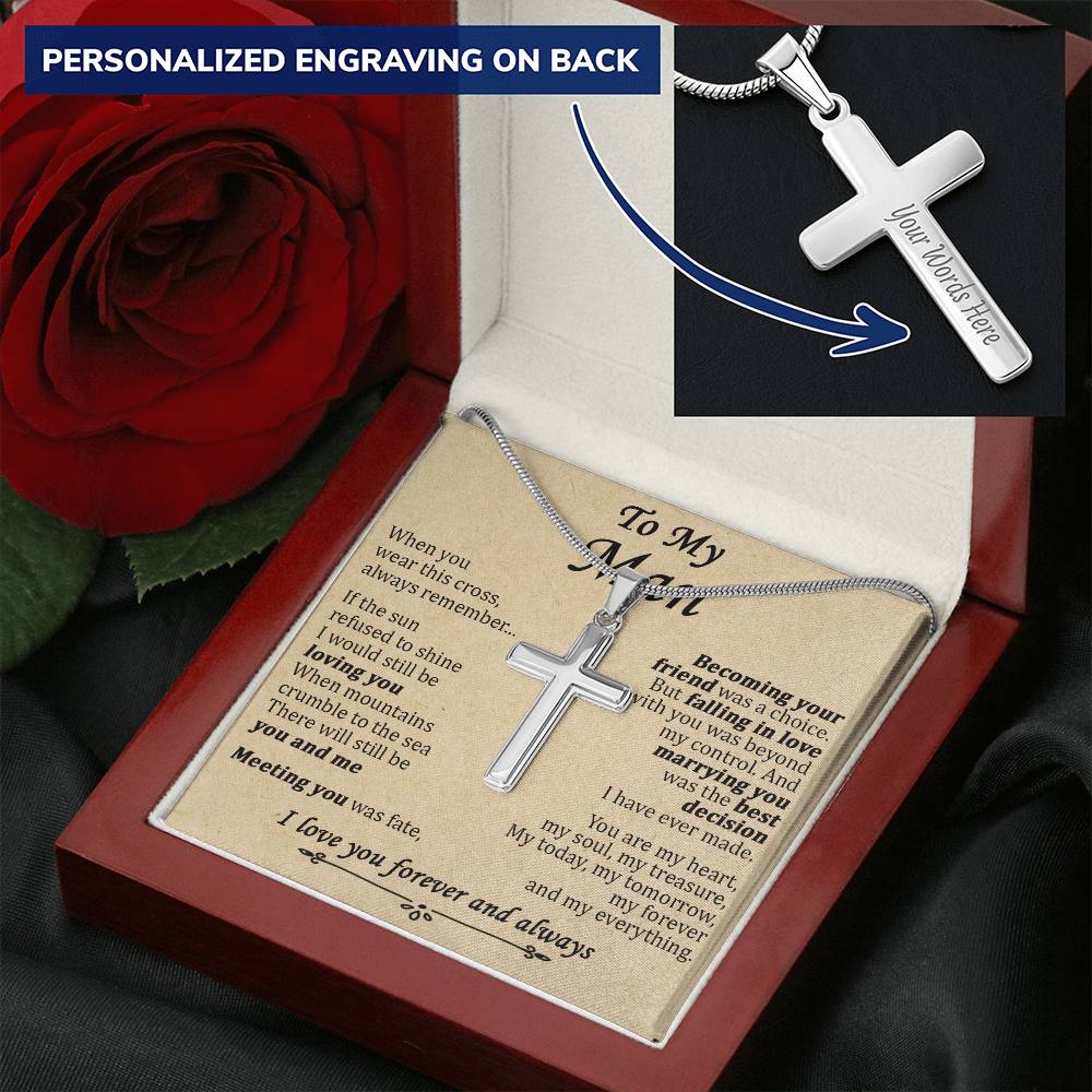 For Your Man - You And Me - Cross Customize Engraved Cross Necklace