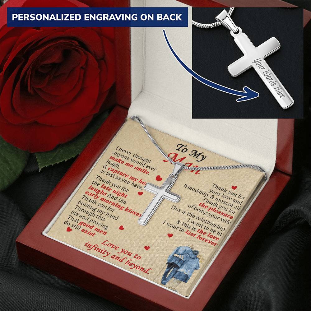 For Your Man - Thank You For Your Love - Cross Customize Engraved Cross Necklace