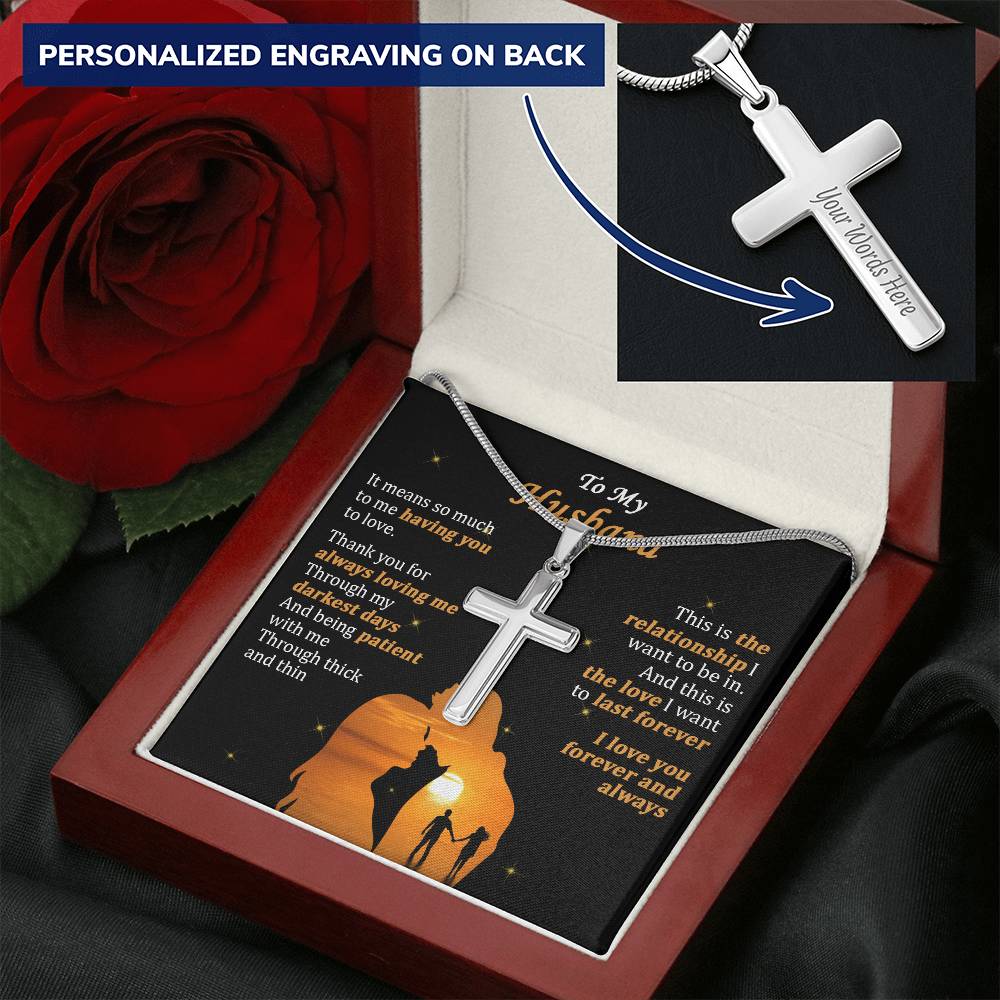 For Husband - Always Loving Me - Cross Customize Engraved Cross Necklace