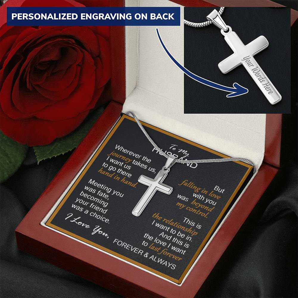 For Husband - Last Forever - Cross Customize Engraved Cross Necklace