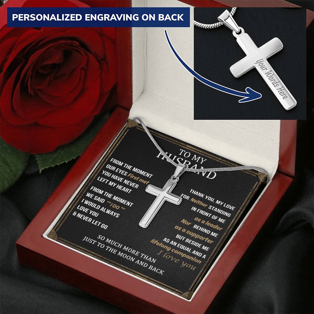 For Husband - Lifelong Companion - Cross Customize Engraved Cross Necklace