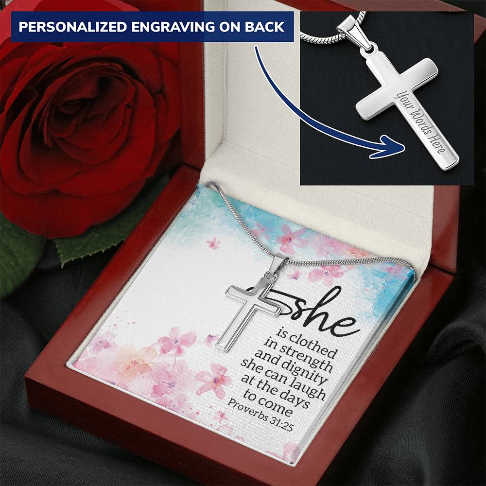 Future Mother In Law To Be  Message Card Jewelry For Christmas Birthday Mother's Day Customize Engraved Cross Necklace