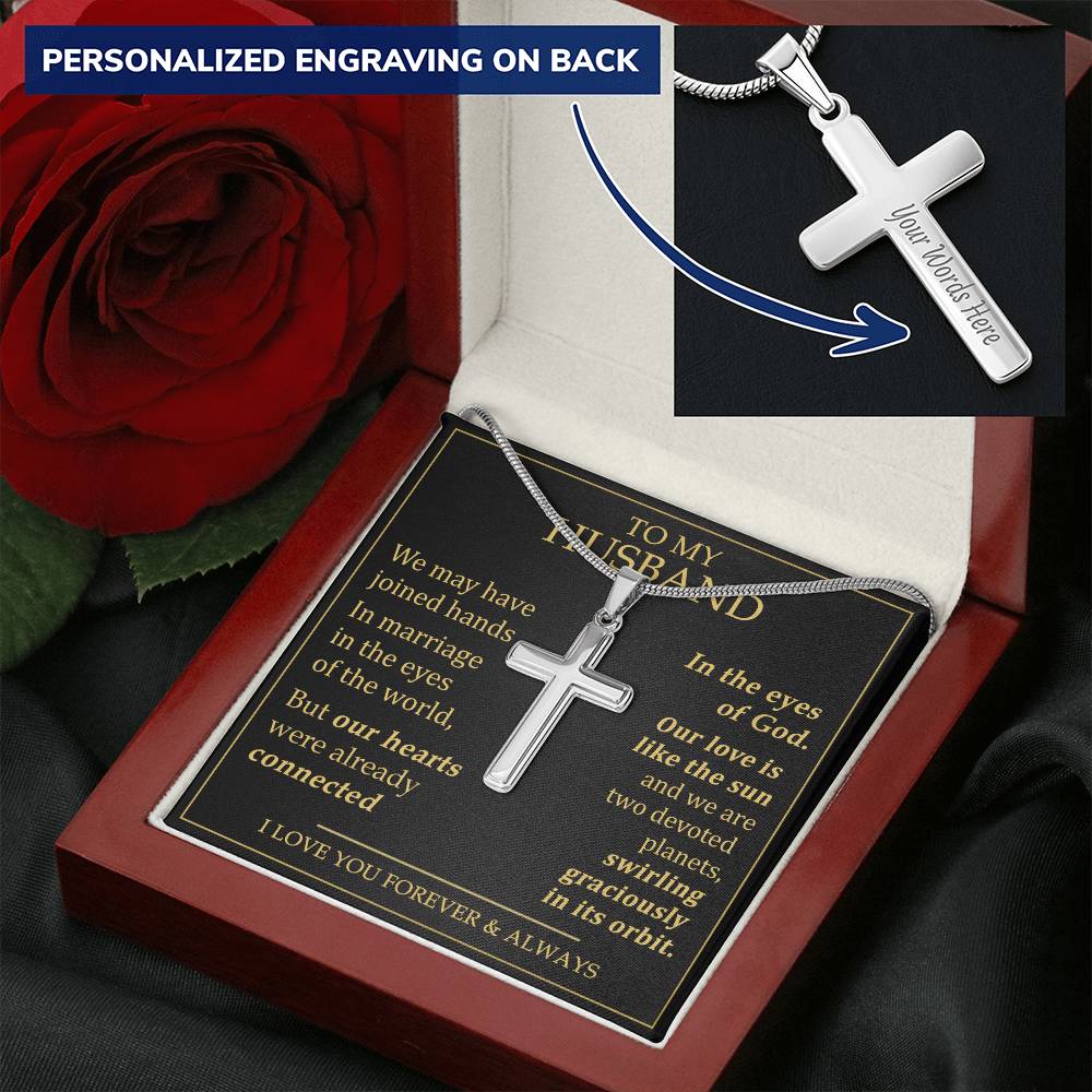 For Husband - Already Connected - Cross Customize Engraved Cross Necklace