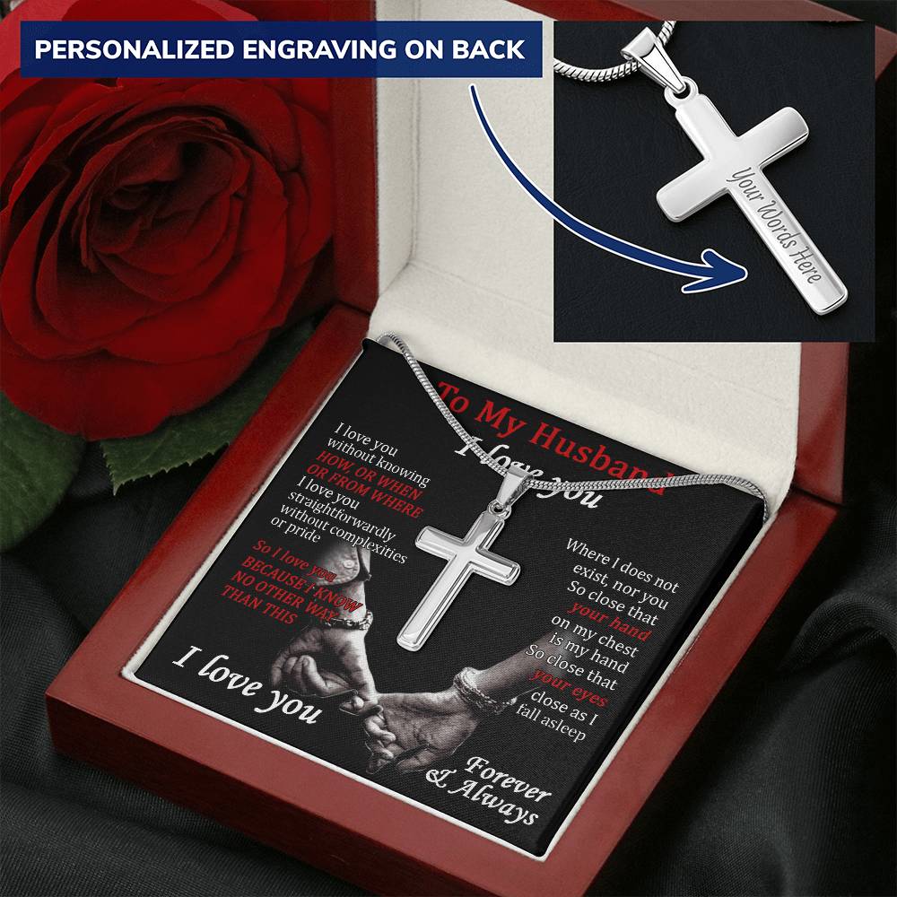 For Husband - Love You Without Complexities - Cross Customize Engraved Cross Necklace