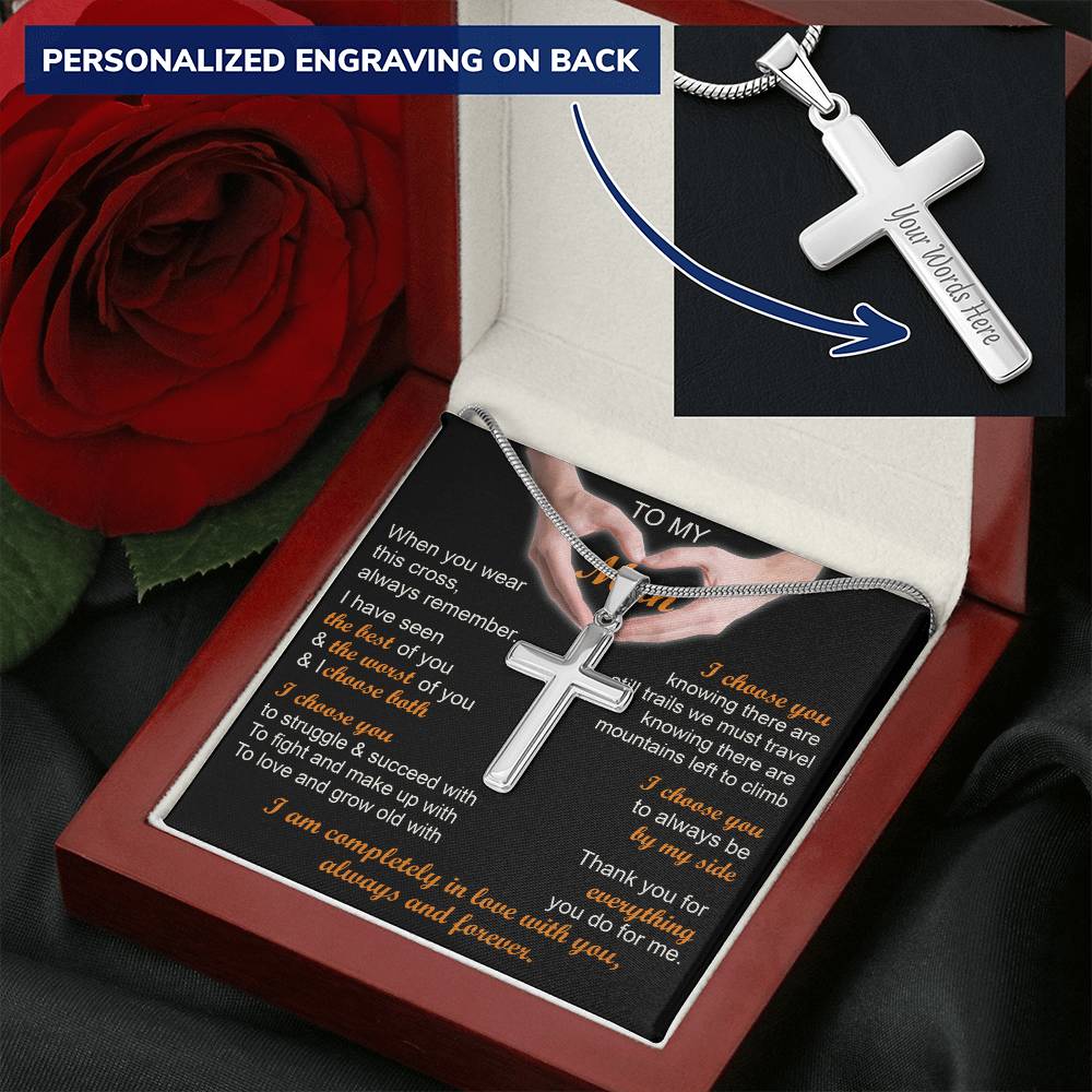 For Your Man - Thanks For Everything You Do - Cross Customize Engraved Cross Necklace