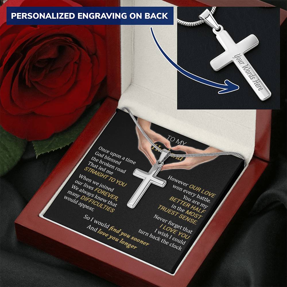For Husband - Every Battle - Cross Customize Engraved Cross Necklace