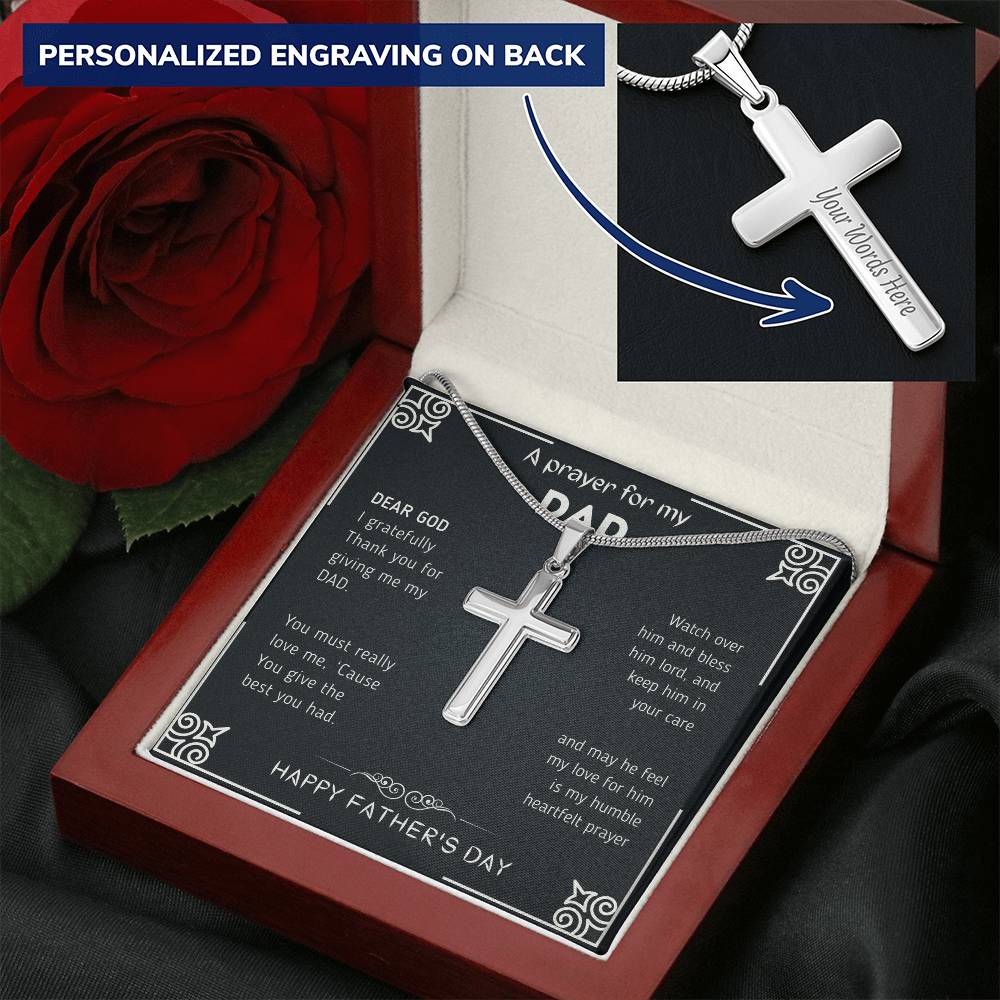 Dear God - Happy Father's Day Customize Engraved Cross Necklace