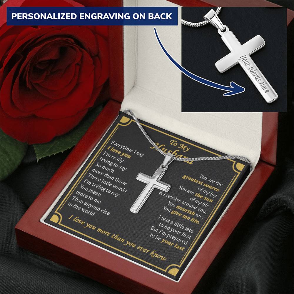 For Husband - The Sun Of My Life - Cross Customize Engraved Cross Necklace