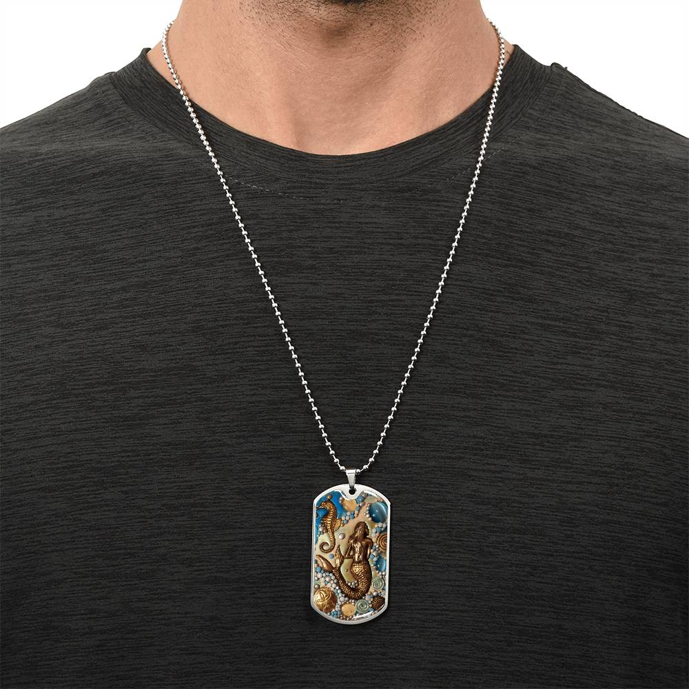 Mermaid Mythology Pendant Bangle - Army Tag Necklace, Dog Tag Necklace