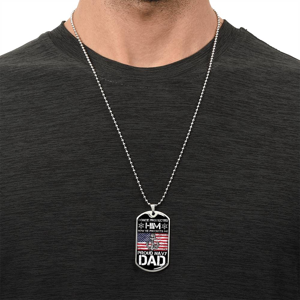 Proud Navy Dad , Navy Dad Gift, Proud Navy Dad Dog Tag, Fathers Day Gift For Navy Dad, Dog Tag Gift For Proud Navy Dad - Army Tag Necklace, Dog Tag Necklace