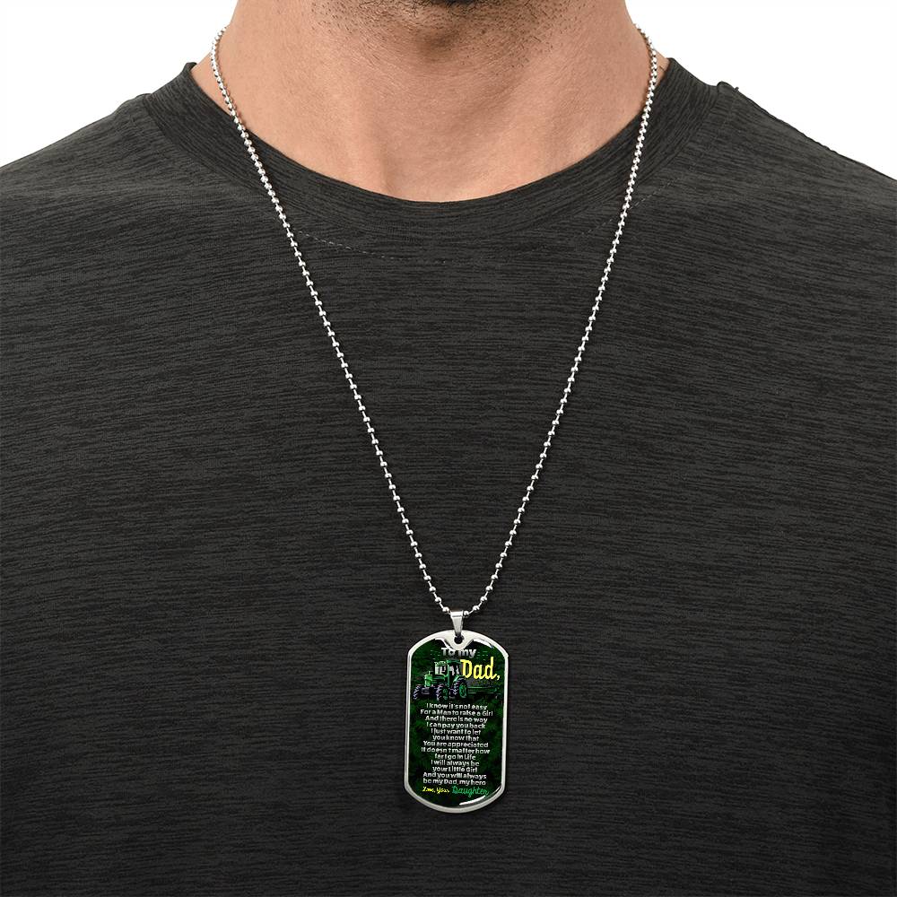 Gift From Daughter - Father Daughter Gift - Dad Gift Ideas - Gift For Father - Gift For Dad - Dad's Birthday Gift Idea - Army Tag Necklace, Dog Tag Necklace