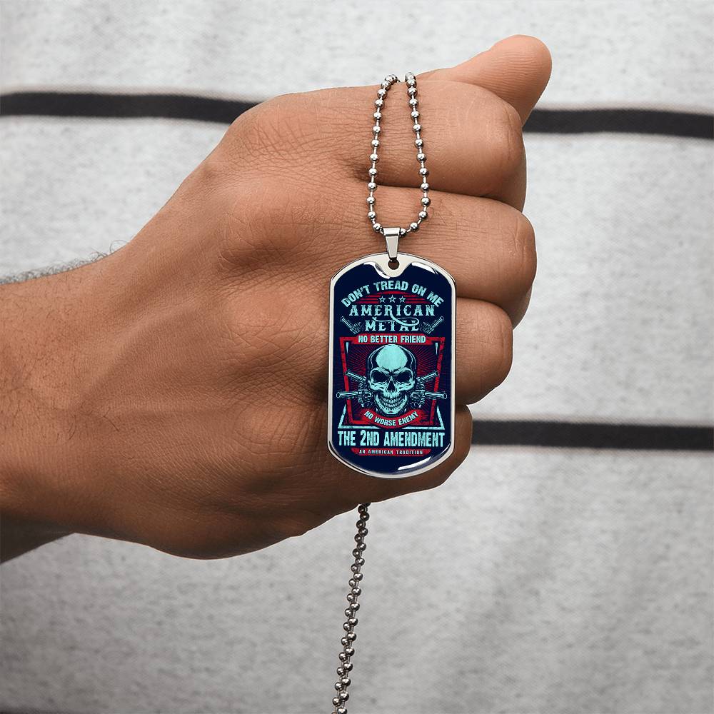 Don't Tread On Me Dog Tag With Military Ball Chain And Optional Engraving - Army Tag Necklace, Dog Tag Necklace