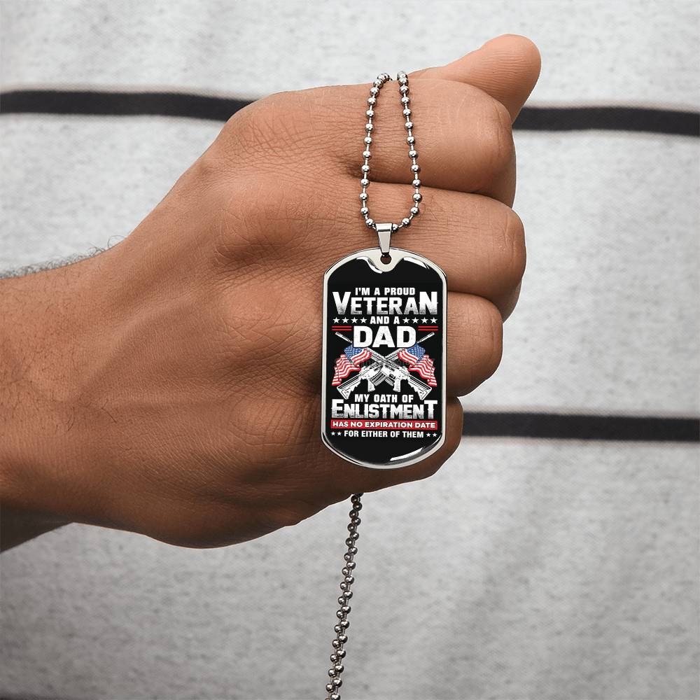 Veterans Dad Gift, Military Dog Tag, Engraved Necklace, Veteran Gift, Custom Dog Tags, Military Gift Ideas - Army Tag Necklace, Dog Tag Necklace