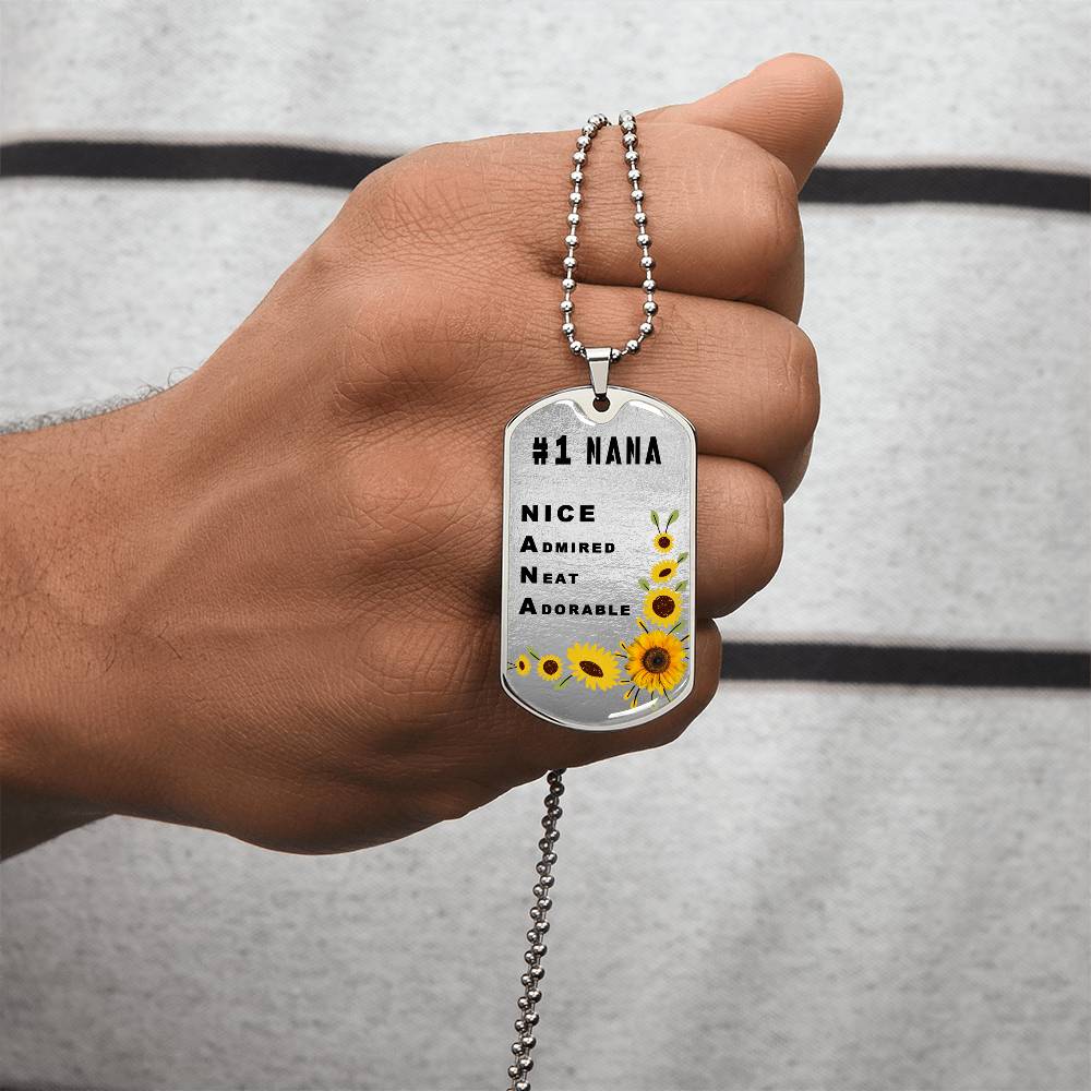 #1 Nana Personalized Dogtag Necklace Silver Mothers Day Gift - Army Tag Necklace, Dog Tag Necklace